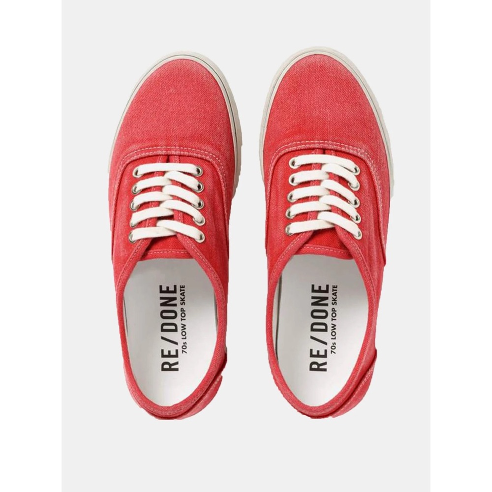 RE/DONE 70s Low Top Skate Sneakers Women’s Red Canvas Lace Up Shoes